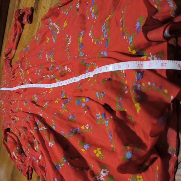 🍅Vintage 70s Red Floral Prairie Dress - Picture 4 of 16